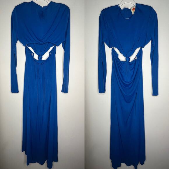 Farm Rio Royal Blue Knotted Cut Out Maxi Dress Size Large - Picture 3 of 9
